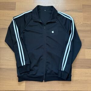 Men's Apple Computers Mac Black White Zip Up Employee Jacket Sweatshirt Sz Large